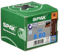 Spax, 0537900500603, Vite Terrazza, 5,0 x 60 mm, 100 pezzi, testa del cilindro, T-Star Plus, CUT, filettatura di fissaggio, in acciaio inox A2, antico, 1,4567