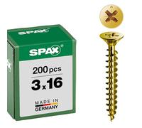 Spax 1081020350123 - Vite universale, testa svasata, taglio a croce, T-STAR plus, 4CUT, filettatura piena, zincato passivato giallo A2L, 1081020300163