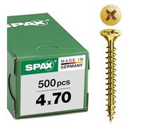 Spax 1081020350123 - Vite universale, testa svasata, taglio a croce, T-STAR plus, 4CUT, filettatura piena, zincato passivato giallo A2L, 0/1034/021/4,0/70/ /01