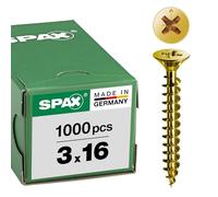 Spax 1081020350123 - Vite universale, testa svasata, taglio a croce, T-STAR plus, 4CUT, filettatura piena, zincato passivato giallo A2L, 1081020300165