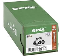 SPAX - Vite universale con testa svasata T-STAR plus, 4CUT, Filettatura piena, Bianco zincato, 4.0 x 40 mm, 1000 pezzi
