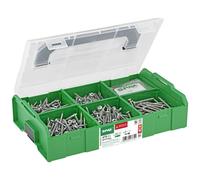 SPAX Valigetta di montaggio L-BOXX Mini, set elettrico con 475 viti a testa semicircolare in 5 dimensioni, 75 tasselli abbinati e 3 punte T-STAR