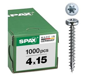 SPAX, A9J, Vite universale, testa semi-rotonda, T-STAR plus, 4 Cut, filettatura piena, 1000 pezzi, 4,0 x 15 mm, Zincato lucido