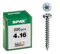 SPAX, A9J, Vite universale, testa semi-rotonda, T-STAR plus, 4 Cut, filettatura piena, 200 pezzi, 4,0 x 16 mm, Zincato lucido