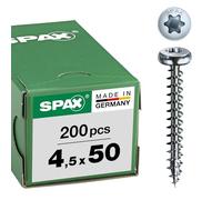 SPAX, A9J, Vite universale, testa semi-rotonda, T-STAR plus, 4 Cut, filettatura piena, 200 pezzi, 4,5 x 50 mm, Zincato lucido