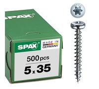 SPAX, A9J, Vite universale, testa semi-rotonda, T-STAR plus, 4 Cut, filettatura piena, 500 pezzi, 5,0 x 35 mm, Zincato lucido