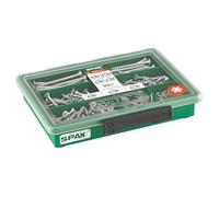 Spax Assortimento di viti piccole con 7 dimensioni, testa svasata, 245 pezzi