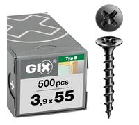 SPAX GIX-B 1891170390555 - Viti per cartongesso, filettatura grossa, 3,9 x 55 mm, 500 pezzi, testa a tromba, Phillips H2, viti per cartongesso per sottostrutture in legno