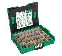 SPAX L-BOXX 5000009164019 - Valigetta di montaggio, misura grande, Yellox A2L, a croce Z, testa svasata, 17 dimensioni, 2930 pezzi, con 5 spax BITs