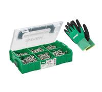 SPAX L-BOXX Mini valigetta di montaggio, 700 viti a testa svasata in 6 dimensioni, WIROX A9J, T-STAR plus, con guanti da lavoro e 3 punte T20, 800000294549