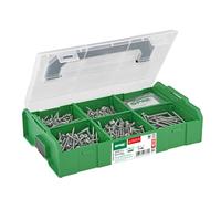 SPAX Valigetta di montaggio L-BOXX Mini, set elettrico con 475 viti a testa semicircolare in 5 dimensioni, 75 tasselli abbinati e 3 punte T-STAR