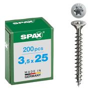 Spax, Set di viti con impronta a stella, con testa svasata, interamente filettate A2, 3,5 x 25, 200 pz.