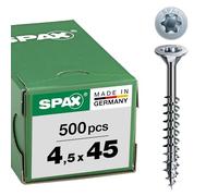 Spax T-STAR plus 0/1050/1/ 4,5/45/01 - Vite universale con testa svasata, 4CUT, filettatura parziale, lucida zincata tramite galvanizzazione, Zincato, 4,5 x 45 mm