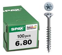 Spax T-STAR plus 0/1050/1/ 6,0/80/02 - Vite universale con testa svasata, 4CUT, filettatura parziale, lucida zincata tramite galvanizzazione, Zincato, 6,0 x 80 mm