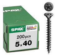 Spax T-STAR plus, vite universale, a testa svasata, colore nero, filettatura completa (5 x 40 mm, 200 pezzi)