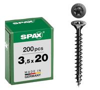 Spax T-STAR plus, vite universale, a testa svasata, nera, filettatura completa (3,5 x 20 mm, 200 pezzi)