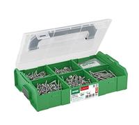 SPAX Valigetta di montaggio L-BOXX Mini, set elettrico con 475 viti a testa semicircolare in 5 dimensioni, 75 tasselli abbinati e 3 punte T-STAR