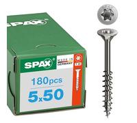 SPAX Vite Inox 5x50 mm, 180 pz, Filetto Parziale, T-STAR plus T20, 4CUT A2