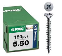 SPAX Vite Universale 5x50 mm, 180 pz, Filetto Totale, Croce Z2, 4CUT, WIROX