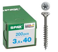 SPAX - Vite universale a testa piatta T-STAR plus, inossidabile A2, filettatura parziale 3,5 x 40