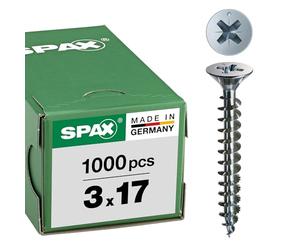 Spax, Viti a testa svasata Z, 3 x 17 mm, zincatura galvanizzata, 1000 pz.