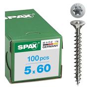 Spax, Viti con T-Star plus a testa svasata, filettatura totale A2, 5 x 60 mm, 100 pz.