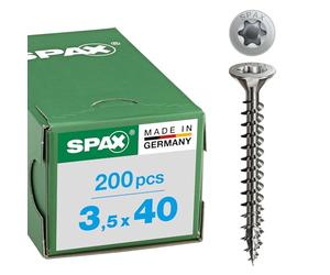 Spax, Viti con testa svasata T-Star plus, filettatura completa A2, 3,5 x 40 mm, 200 pz.