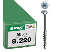 SPAX Viti per legno a testa svasata, 8,0 x 220 mm, 50 pezzi, T-STAR plus, filettatura parziale, 4CUT, WIROX A3J 191010802205