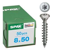 Spax, Viti per pali con testata di centraggio, T-Star plus Punte Cut, acciaio INOX Rostfrei Nr. 35708000601001, 8 x 50, 50 pz.