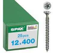 Spax, Viti per strutture in legno, con testa a scomparsa, filettatura completa, T-STAR plus, CUT, in acciaio inox anti ossidazione A4, 1.4578-1208001001605, 12 x 400 mm