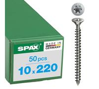 Spax, Viti per strutture in legno, con testa a scomparsa, filettatura completa, T-STAR plus, CUT, in acciaio inox anti ossidazione A4, 1.4578-1208001001605, 10 x 220 mm
