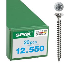 Spax, Viti per strutture in legno, con testa a scomparsa, filettatura completa, T-STAR plus, CUT, in acciaio inox anti ossidazione A4, 1.4578-1208001001605, 12 x 550 mm