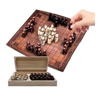 -Spazi - Set di giochi da tavolo da tavolo-op Storico Teaser nordico portatile | Gioco di guerra portatile Hnefatafl con pezzi di legno e rotolo -tappetino in pelle, puzzle da viaggio