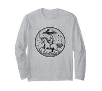 Spazio Alien Equitazione Unicorno con UFO Maglia a Manica