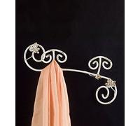 Spazio Casa Appendiabiti a Muro 2 Posti Edera in Ferro Battuto - Bianco Oro