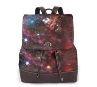 Spazio con stampa cluster zaino da donna impermeabile antifurto leggero PU moda pelle nylon scuola borsa a tracolla zaino da viaggio, Nero , Taglia unica