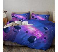 Spazio fantastico Set copripiumino, set letto reversibile, 3 Pezzi in Microfibra Con Motivo a Il Big Bang, Comprendente 1 Copripiumino 2 Federe 50x80cm, Viola
