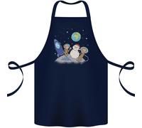 Spazio Scimmie Aliens UFO Pupazzo di Neve Natale Cotone Grembiule 100% Biologico