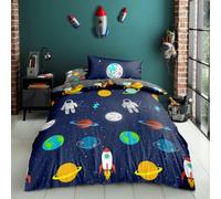 Spazio Set Copripiumino Singolo Pianeti Cosmo Stars Ragazzi Letto Reversibile
