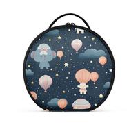 Spazio Simpatico Elefante Blu Trucco Astuccio da Toilette Borse Rotondo Toeletta Scatola Cosmetica Borsa Creativo con Divisori Regolabili per Donna