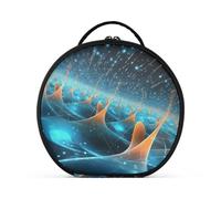 Spazio Volante Blu Scintillante Art Trucco Astuccio da Toilette Borse Rotondo Toeletta Scatola Cosmetica Borsa Creativo con Divisori Regolabili per Donna