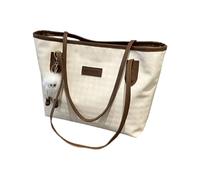 Spaziosa borsa a mano in PU per le donne con design pied de poule borsa a tracolla per pendolari con fascino rimovibile alla moda pied de poule spalla, Ciondolo Caffè, Taglia unica