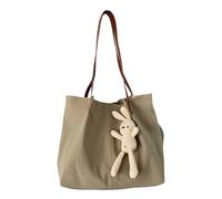 Spaziosa borsa a tracolla da donna in nylon con scomparti multipli e comoda maniglia tinta unita borsa shopper, Marrone