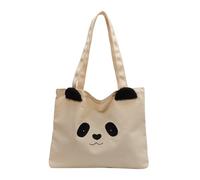 Spaziosa borsa a tracolla in tela, comoda e alla moda, borsa riutilizzabile per la spesa da donna, Beige