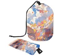 Spaziosa e impermeabile: grande borsa per il trucco da donna, l'ultimo organizer per articoli da toeletta per viaggi e casa, motivo aereo arancione, Multicolore,