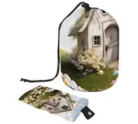 Spaziosa e impermeabile: grande borsa per il trucco da donna, l'ultimo organizer per articoli da toeletta per viaggi e casa, casa bianca con croce pasquale, Multicolore,