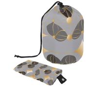 Spaziosa ed elegante borsa per il trucco impermeabile da donna, progettata pensando alla praticità per i viaggi e l'uso quotidiano, geometrico circolare dorato argento, Multicolore,