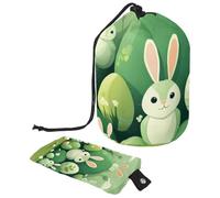 Spaziosa ed elegante borsa per il trucco impermeabile da donna, progettata pensando alla praticità per i viaggi e l'uso quotidiano, uovo di Pasqua verde, Multicolore,