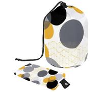Spaziosa ed elegante borsa per il trucco impermeabile da donna, progettata per viaggi e uso quotidiano, geometrica circolare color argento dorato, Multicolore, 9.9x6.9in/25.2x17.6cm;6x3.5in/15.2x8.8cm