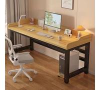 Spaziosa scrivania da ufficio moderna in metallo, robusta scrivania e postazione di lavoro da gioco, ideale per casa, ufficio e studio, 100 x 60 cm, finitura marrone